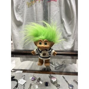 Vintage Ace Novelty 5" Wishstone Green Star Stone and Hair Troll